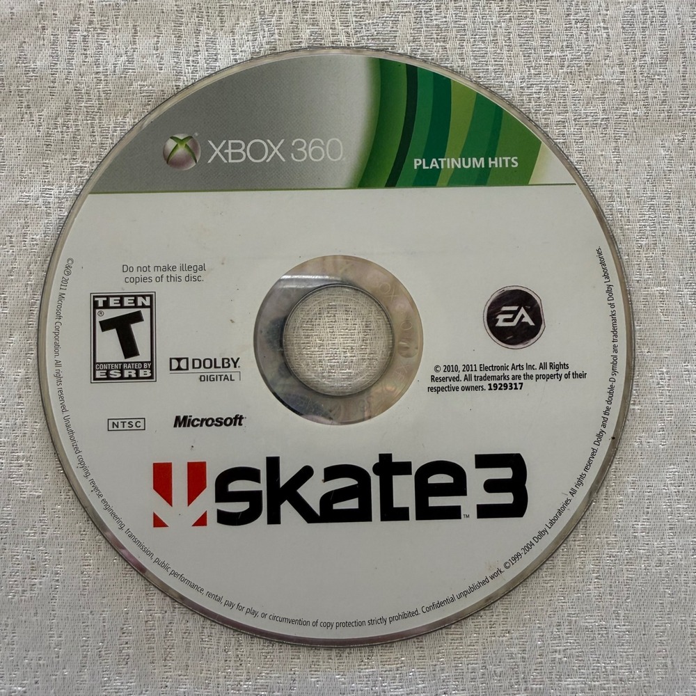 Skate 3 Xbox 360 Platinum Hits Disc Only Untested EA